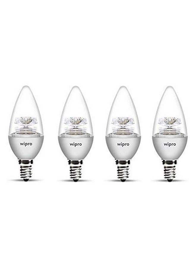 wipro Garnet 5 W E14 Base Clear Candle LED Culb | Warm White (2700K) | Pack of 4 | Clear optics for sparkling effect | LED Filament Bulb for Home, office, chandellior, decorative lamp shade