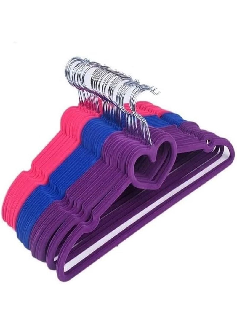 Generic 15-Piece Velvet Clothes Hangers - High-Quality Plastic Hangers with Non-Slip Velvet Coating, 42.5 × 24 cm, 360° Rotating Hook, Heavy-Duty Coat Hangers, Ideal for Shoulder less Clothes (comes with Multi-Color)  - Image 1