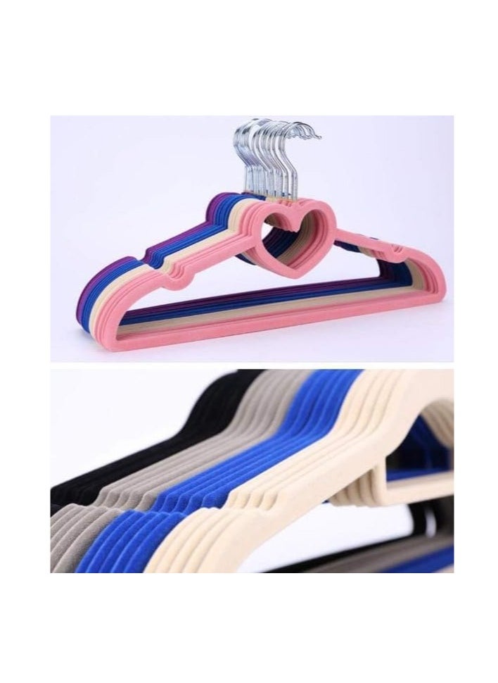 Generic 15-Piece Velvet Clothes Hangers - High-Quality Plastic Hangers with Non-Slip Velvet Coating, 42.5 × 24 cm, 360° Rotating Hook, Heavy-Duty Coat Hangers, Ideal for Shoulder less Clothes (comes with Multi-Color)  - Image 4