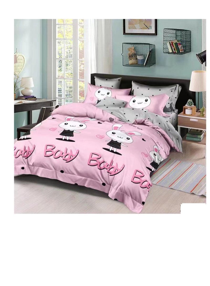 BAIG 3D Comforters Queen Size Cartoon characters bedding set with fixed duvet insert, fitted bedsheet and pillowcase, 4-Pieces set QU9