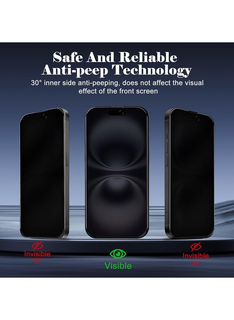 ملبوس زجاج مقسى 2 قطعة compatible with iPhone 16 Plus واقي شاشة الخصوصية [مضاد للتجسس] [مضاد للخدش] [صلابة 9H] زجاج مقسى لـ iPhone 16 Plus بحجم 6.7 إنش - Image 4