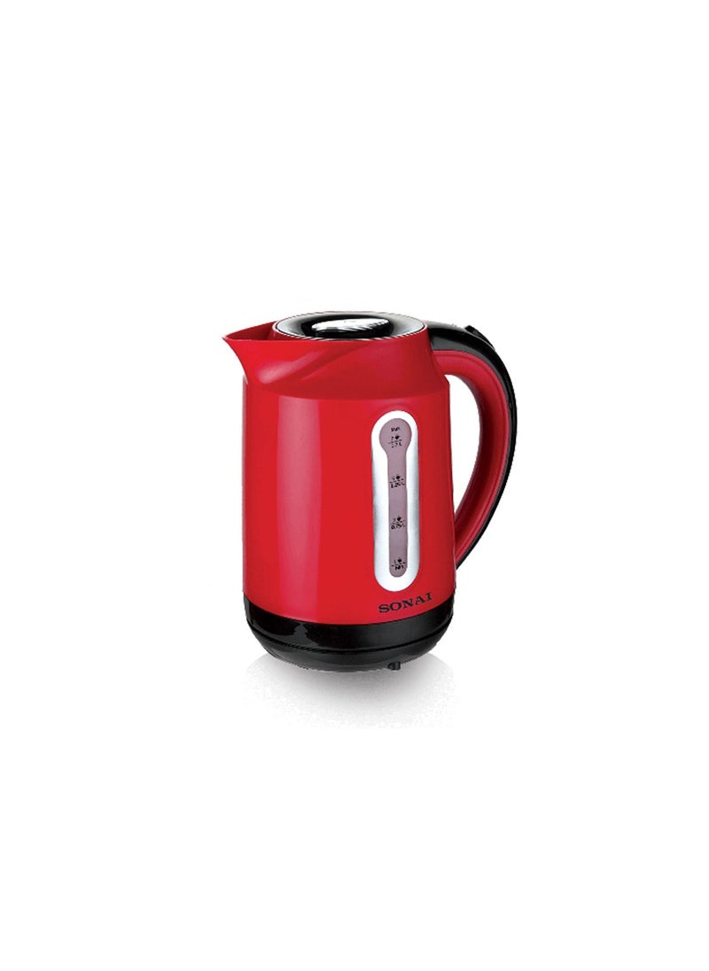 Sonai - Plastic Electric Water Kettle, 1.7 Liter, 2200 Watt, red - MAR-3000 - Image 1