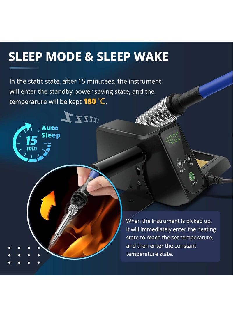 KADIP 60W Soldering Station，Soldering Iron Station with 10 Extra Soldering Tips, Adjustable Temp, Sleep Function,°C/°F Switching Weleauto - Image 4