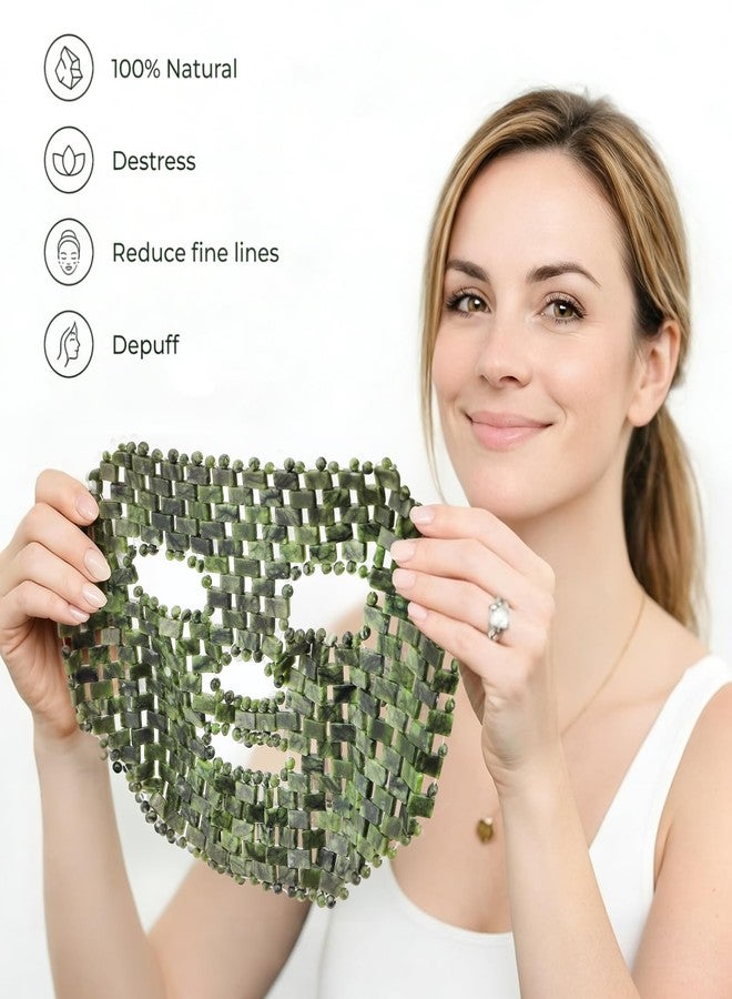 ZOOFOX Jade Facial Mask, 100% Natural Jade Facial Cooling Mask for Hot and Cold Therapy,Green Stone Full Face Mask for Self-Care and Anti-Aging, Beauty Face Tool - Image 4