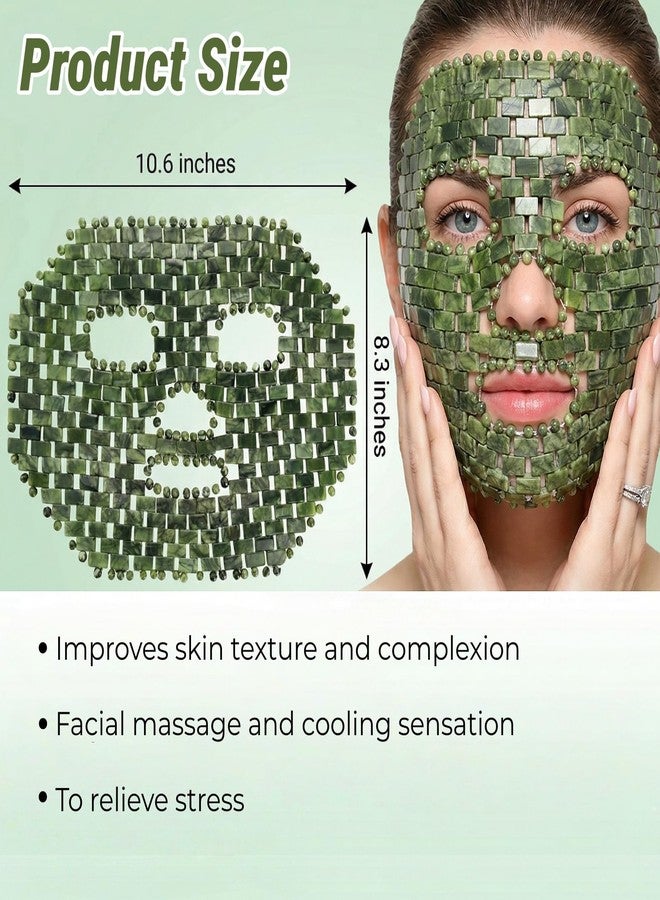 ZOOFOX Jade Facial Mask, 100% Natural Jade Facial Cooling Mask for Hot and Cold Therapy,Green Stone Full Face Mask for Self-Care and Anti-Aging, Beauty Face Tool - Image 2
