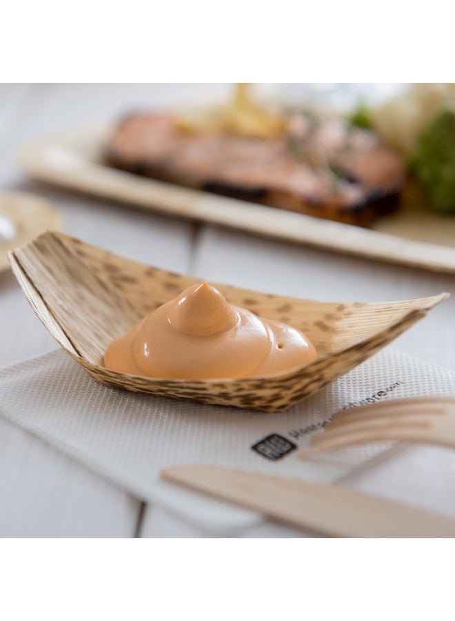 Restaurantware 4.7 Inch Disposable Bamboo Tableware, 100 Bamboo Boats - Premium Round, Natural Bamboo Premium Bamboo Plates, Small, For Parties Or Catering - Image 3
