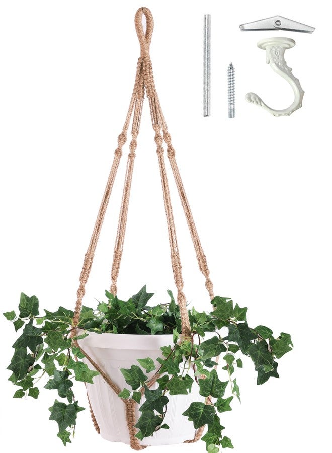 Shineloha XXL 55 Inches Macrame Planter Hanger Large for 15 inch Pot (Extra Large) + Swag Hook | Extra Large Hanging Planter for Indoor Plants | No Pot/Plant Included (XXL, Jute) - Image 1
