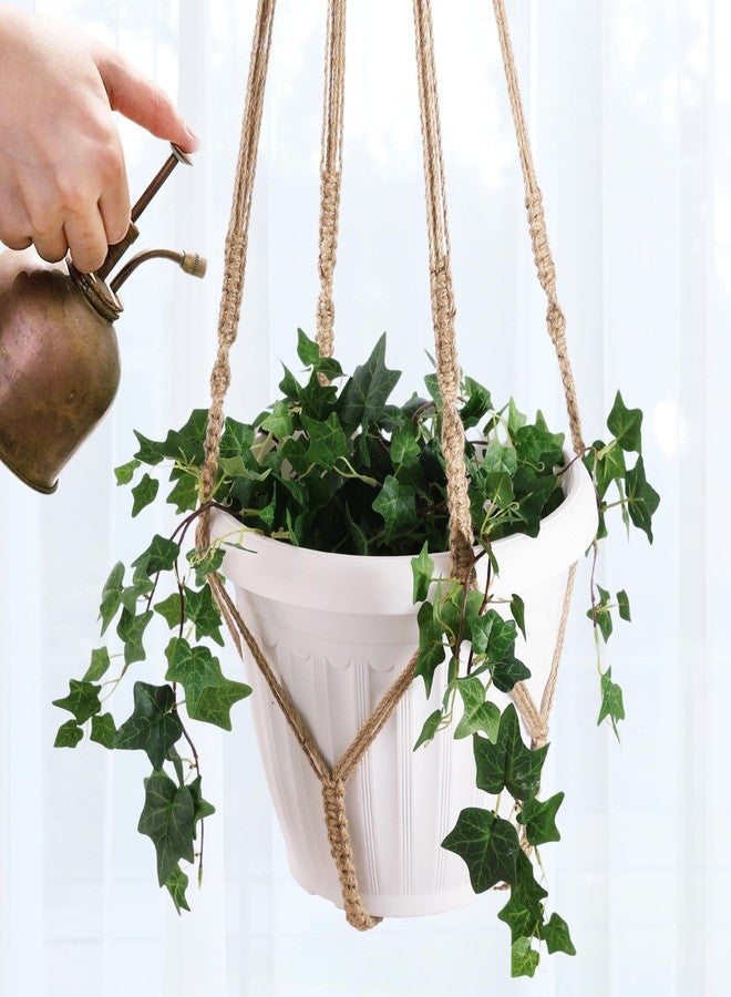 Shineloha XXL 55 Inches Macrame Planter Hanger Large for 15 inch Pot (Extra Large) + Swag Hook | Extra Large Hanging Planter for Indoor Plants | No Pot/Plant Included (XXL, Jute) - Image 2