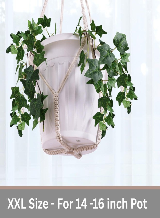 Shineloha XXL 55 Inches Macrame Planter Hanger Large for 15 inch Pot (Extra Large) + Swag Hook | Extra Large Hanging Planter for Indoor Plants | No Pot/Plant Included (XXL, Jute) - Image 5