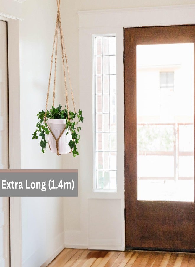 Shineloha XXL 55 Inches Macrame Planter Hanger Large for 15 inch Pot (Extra Large) + Swag Hook | Extra Large Hanging Planter for Indoor Plants | No Pot/Plant Included (XXL, Jute) - Image 3