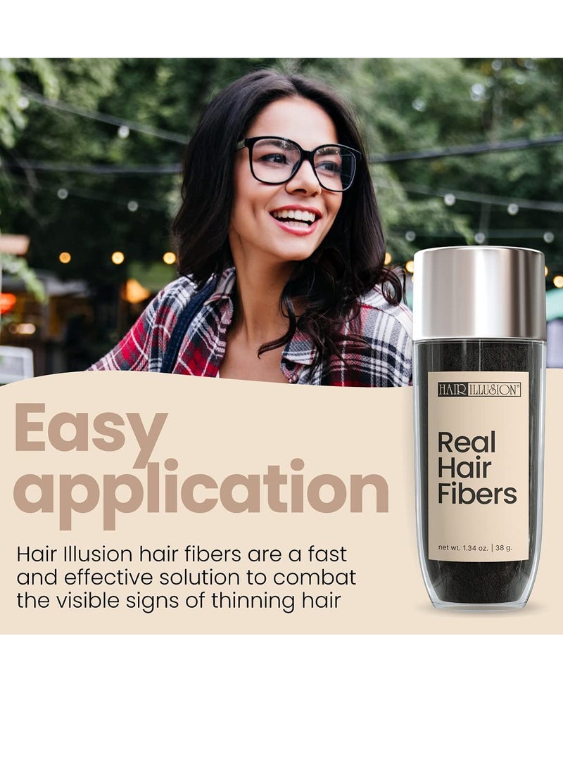hair illusion - Hair Illusion Black Real Hair Fibers for Thinning Hair - 100% Natural Texture, Non Synthetic Hair Fibers - Bald Spot Cover Up for Women & Men - 38 Gram - Image 1