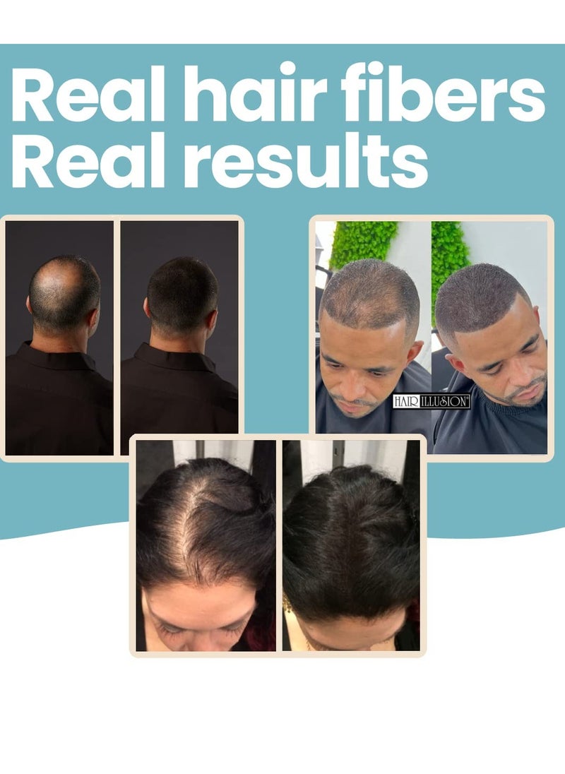 hair illusion - Hair Illusion Black Real Hair Fibers for Thinning Hair - 100% Natural Texture, Non Synthetic Hair Fibers - Bald Spot Cover Up for Women & Men - 38 Gram - Image 1
