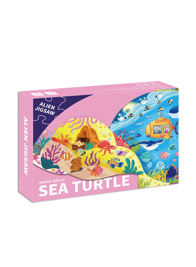 Children's Educational Puzzle Toys Irregular Shapes 3-6 Years Old Early Education Training Class Intelligence Gift For Kids-Color:136 Turtle CH-02-011(48*37.4cm) - Image 1