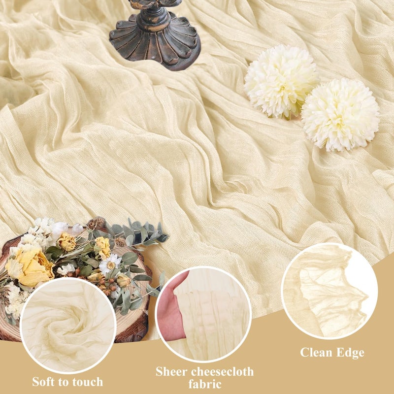 اسيم ASEE'M 3PCS Table Runner Cheesecloth 10ft Brown Boho Gauze Fabric Rustic Cheer Chees Runners for Wedder - Image 3