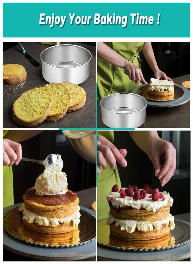 TeamFar 6/8 / 9 Inch Cake Pan, Stainless Steel Round Baking Pan for Cake Brownie Lasagna, Non-Toxic & Heavy Duty, 3” Deep Wall & One Piece, Smooth & Dishwasher Safe-Set of 3 - Image 3