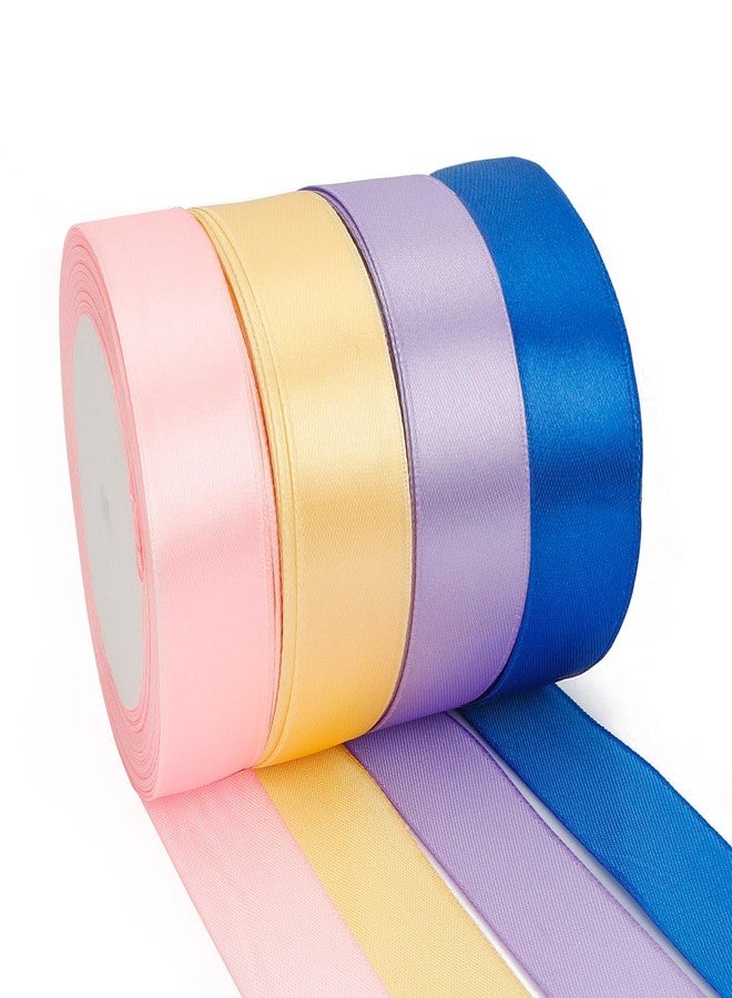 Xioabre Multicolor Ribbon Set - 4 Rolls, 1 Inch x 23m, Gold, Blue, Purple, Satin, 4th of July, Graduation, Navy Blue, Light Pink, Gift Wrapping - Image 1