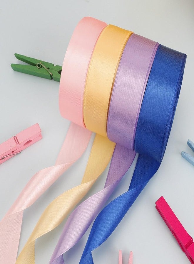 Xioabre Multicolor Ribbon Set - 4 Rolls, 1 Inch x 23m, Gold, Blue, Purple, Satin, 4th of July, Graduation, Navy Blue, Light Pink, Gift Wrapping - Image 3