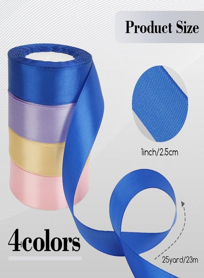 Xioabre Multicolor Ribbon Set - 4 Rolls, 1 Inch x 23m, Gold, Blue, Purple, Satin, 4th of July, Graduation, Navy Blue, Light Pink, Gift Wrapping - Image 2
