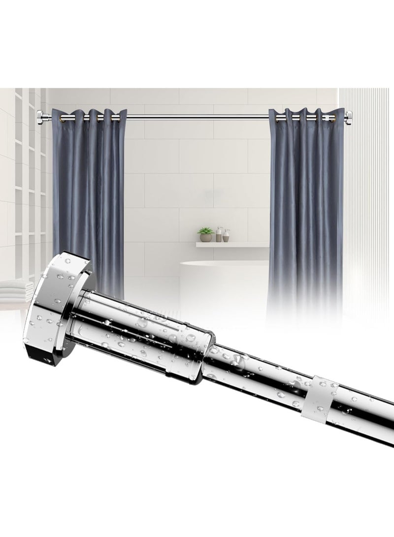 Beauenty Shower Curtain Rod 130cm-230cm Adjustable Telescopic Curtain Rod Extendable Non-Slip Spring Tension Shower Pole Wardrobe Hanger Rod for Bathroom Window Kitchen Cupboard, No Drilling Easy to Install - Image 1