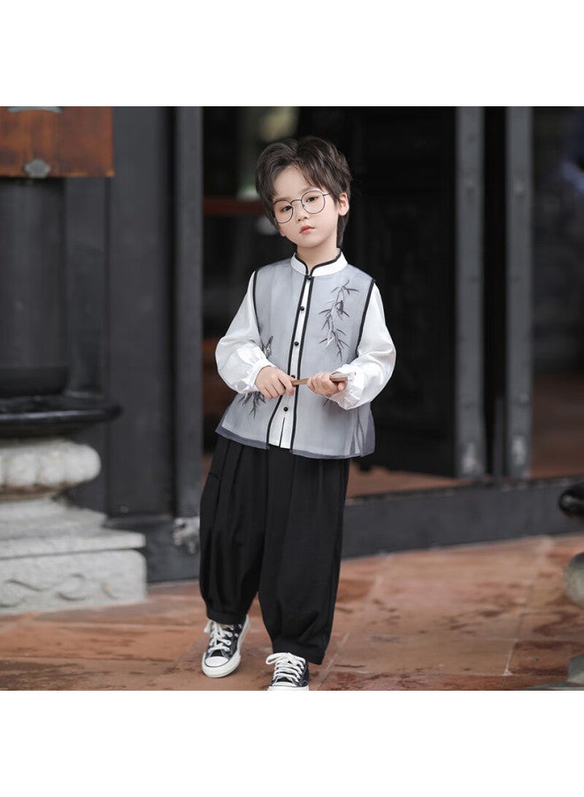 Flag Platinum Qibo Boys' Hanfu Spring And Autumn New Style Chinese-style Vintage Children's Traditional Clothing, Black Long Pants (pants Only), Size 100 - Image 5