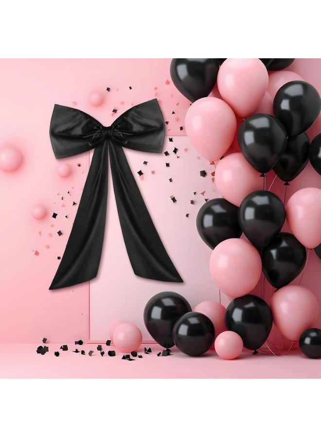 Black Large Bow Decor Big Bow Coquette Birthday Decoration for Room Giant Satin Ribbon Tie for Party Backdrop Wedding Bridal Shower Valentine's Day Wall Hanging Decor (25.59 x 41.34 Inches) - Image 5
