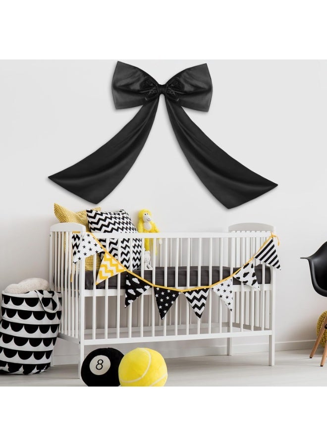 Black Large Bow Decor Big Bow Coquette Birthday Decoration for Room Giant Satin Ribbon Tie for Party Backdrop Wedding Bridal Shower Valentine's Day Wall Hanging Decor (25.59 x 41.34 Inches) - Image 3