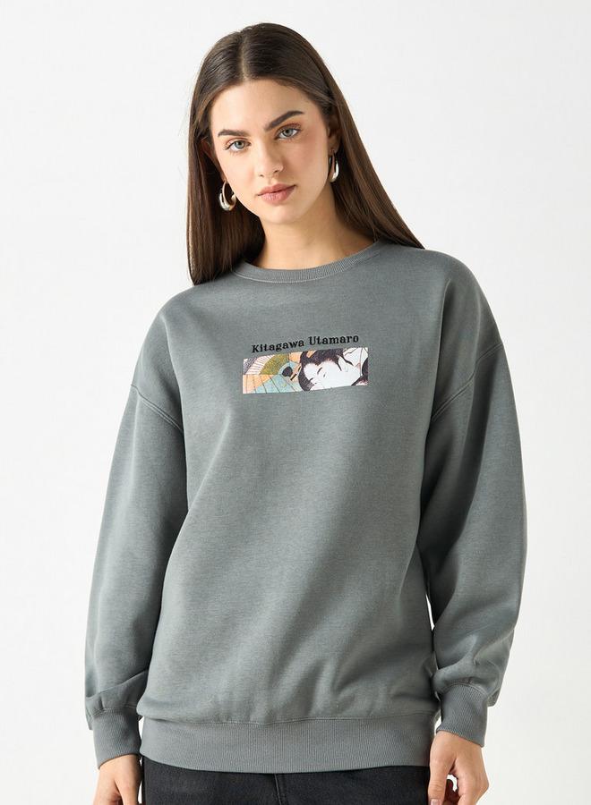 SP Characters Graphic Print Sweetheart with Crew Neck and Long Sleeves - Image 1