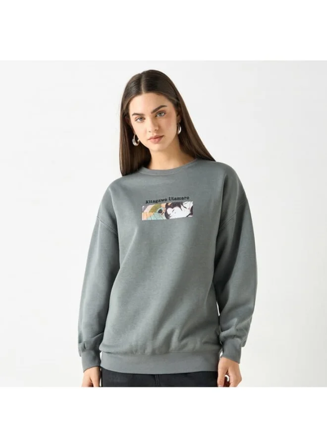 SP Characters Graphic Print Sweetheart with Crew Neck and Long Sleeves