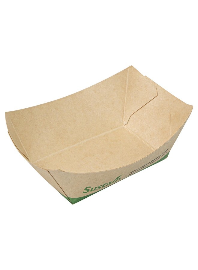 Restaurantware-Sustain 4 Ounce Disposable Food Boats, 50 Sturdy Paper Food Trays - With PLA lining, Compostable, Bamboo Paper Serving Trays, Open-Top Design, Greaseproof - Image 1