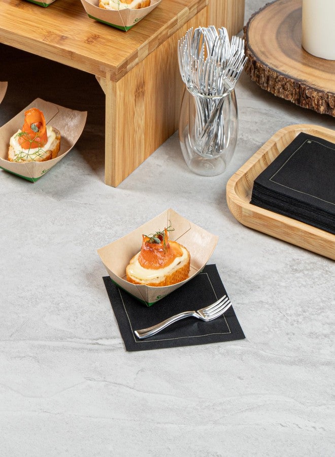 Restaurantware-Sustain 4 Ounce Disposable Food Boats, 50 Sturdy Paper Food Trays - With PLA lining, Compostable, Bamboo Paper Serving Trays, Open-Top Design, Greaseproof - Image 3