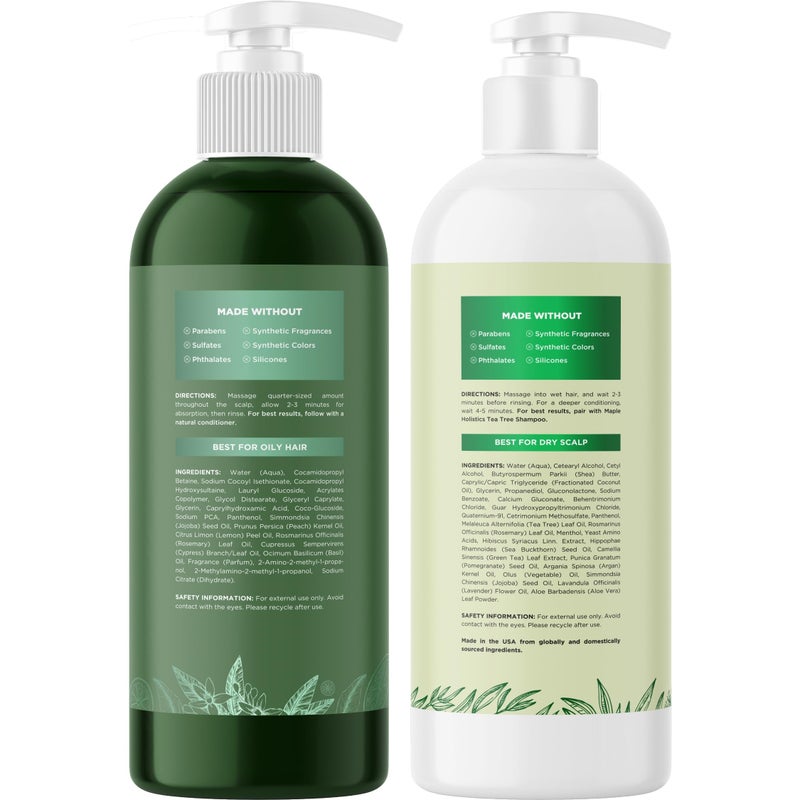 Maple Holistics Shampoo and Conditioner for Oily Hair and Scalp - Sulfate and Paraben Free Shampoo and Conditioner Set for Oily Hair with Deep Cleansing Tea Tree Oil - Vegan Color Safe & Cruelty Free (16 Fl Oz) - Image 5