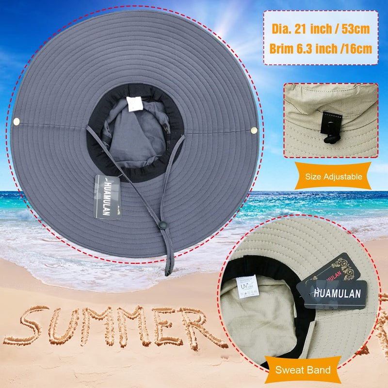 HUAMULAN 6" Wide Brim Men Fishing Summer Sun Hat Outdoor Unisex Women Bucket Hats for Hiking Beach Safari Garden Lawn Yard Work Kayaking Dark Gray - Image 5