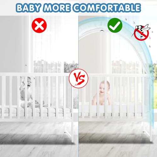 Zkaitoy Crib Tent - Crib Net to Keep Baby in, Stop Baby from Climbing Out of Crib, Pop Up Baby Crib Tent with Double Zip Strong Rods and Breathable Net Clear Visibility Easy to Install (White, Large) - Image 5