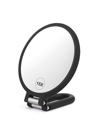 Magnifying Handheld Mirror Double Sided 1X 15X Magnification Hand Mirror Travel Folding Held Adjustable Rotation Pedestal Makeup Desk Vanity - pzsku/Z99FF5F70D7451C9BB44DZ/45/_/1707975708/f812fadf-9653-4cf9-8031-8296b1fd53a8