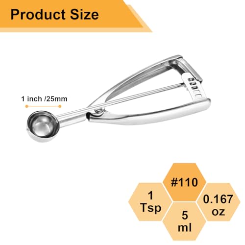 Fayomir Mini Cookie Scoop, 1 Tsp Cookie Scoop, I Inch Cookie Dough Scoops, Melon Baller Scoops, Selected 18/8 Stainless Steel, for Making Cookies, Melon Ball, Ice Cream - Image 2