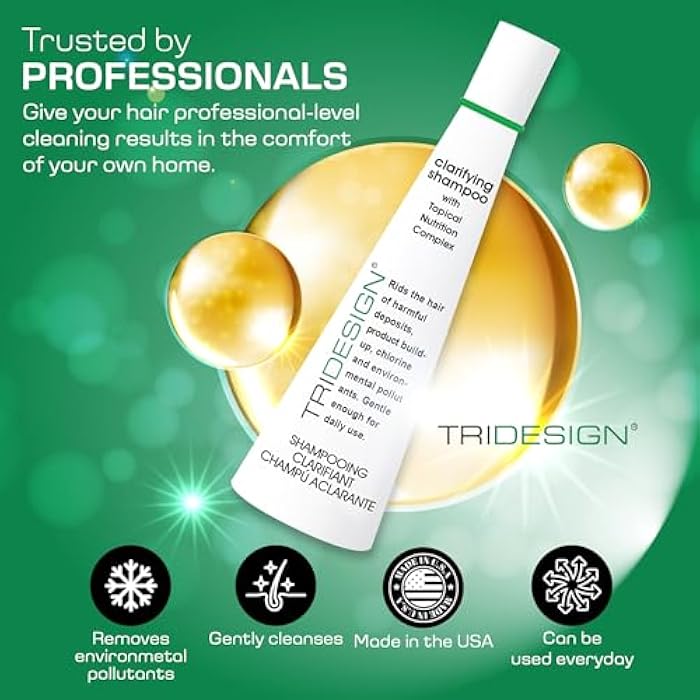 TRIDESIGN Hair Care Clarifying Shampoo - Liquid Shampoo for Hair Deep Cleansing - Build Up & Impurities - Perfect Hair Care Products & Everyday - 10.5 fl. oz. - Image 2