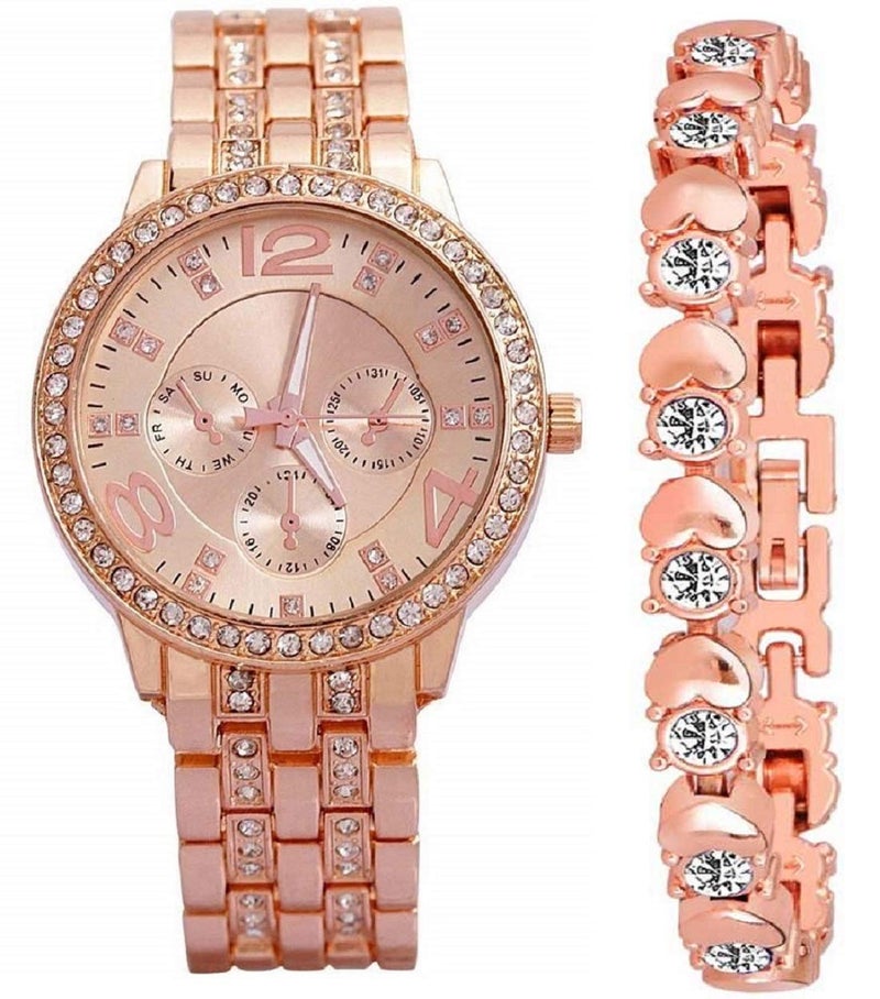 ZUPERIA Formal Analog Women's & Girl's Watch (Rose Gold Dial Rose Gold Colored Strap) - Image 1