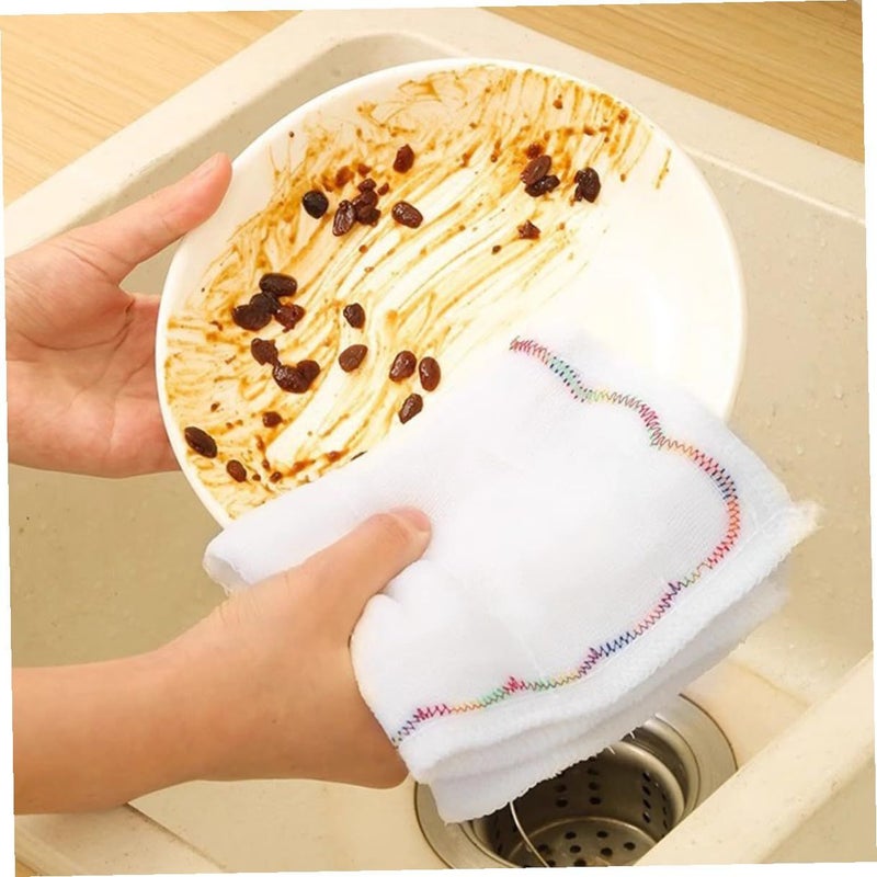 Reusable 3-Piece Dishwashing Cloths Absorbent Kitchen Towels Oil Resistant Cotton Cleaning Rags 27.5 cm Visible Grid for Household Bowl Wiping - Image 5