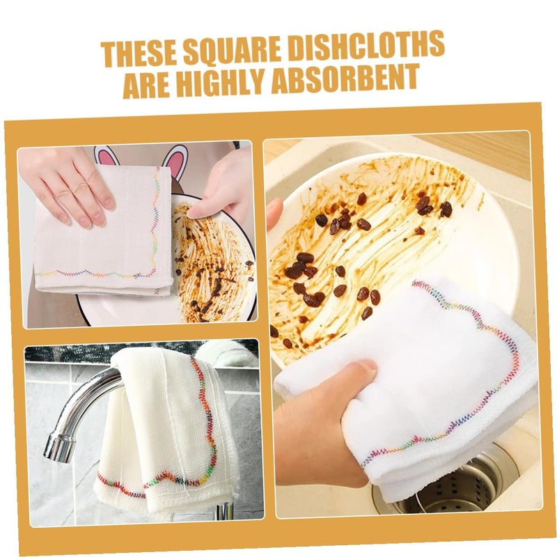 Reusable 3-Piece Dishwashing Cloths Absorbent Kitchen Towels Oil Resistant Cotton Cleaning Rags 27.5 cm Visible Grid for Household Bowl Wiping - Image 4