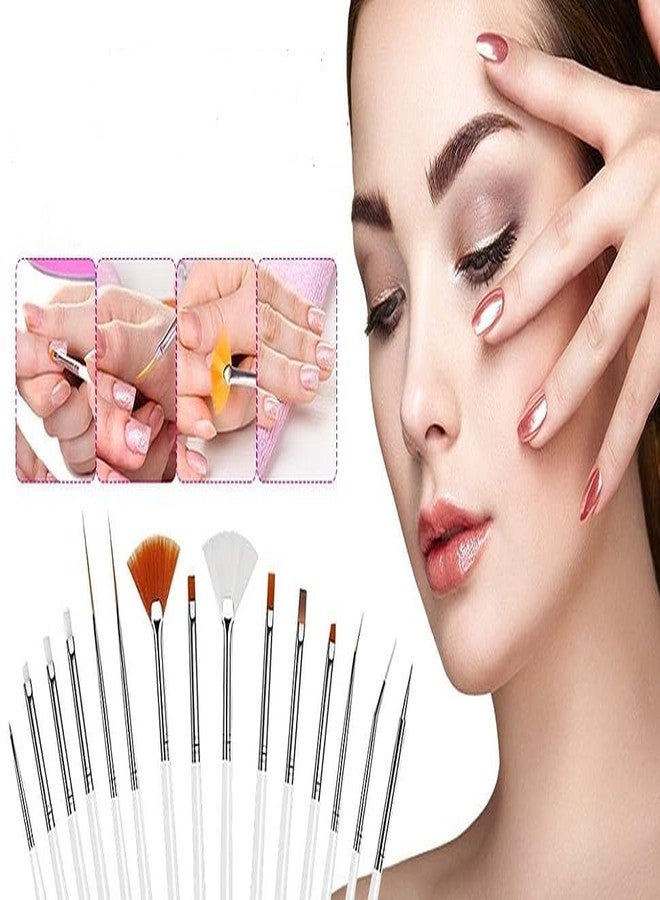 SPARKLING NAILON Nail Art Design Painting Tool Pen Polish Nail Brush | Acrylic Nail Art Design Painting Tool Pen Polish White Nail Brush Set-15 (pack of 1) - Image 2