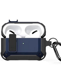 【PECO】 Series Airpods Case, Designed for AirPods Pro (2019), Protective Wireless Charging Case Armor Earphone Cover with Keychain - BlackBlue