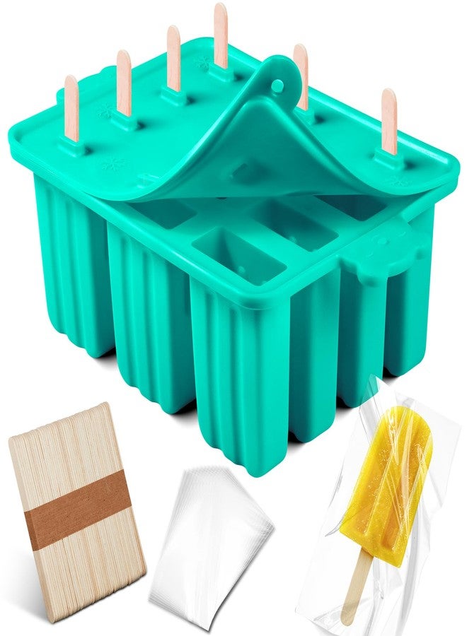 Waybesty Popsicles Molds, Silicone ice Pop Mold Food Grade Cakesicles Mold For ice Cream 50 Popsicle Sticks 50 Popsicle Bag (Blue, 12 Cavities) - Image 1