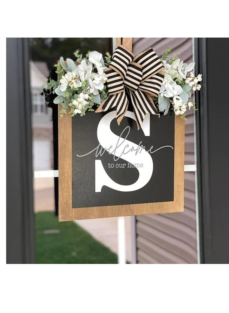 Bluejw Welcome Sign Creative Bowknot Letter Wreath In Front Of The Door Outdoor Decoration Props For The Courtyard 30x35CM - Image 3