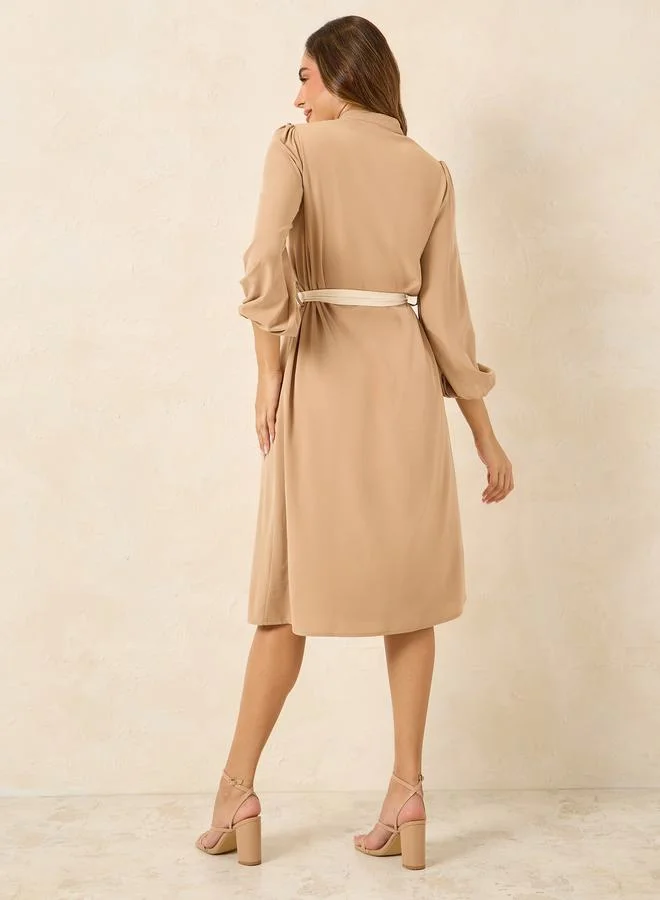 Styli Belted Midi Dress