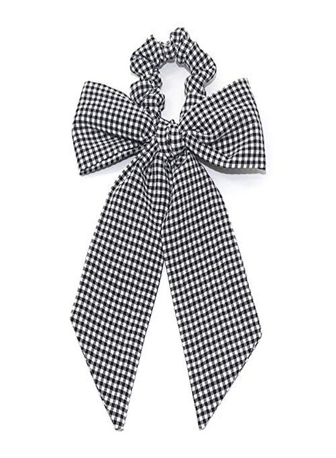 DINPREY 5Pcs Bow Hair Scrunchies, Polka Dot Scarf Hair Bow, Chiffon Bow Hair Bands Hair Scarves for Women Girls (5 Colors Pack E) - Image 3