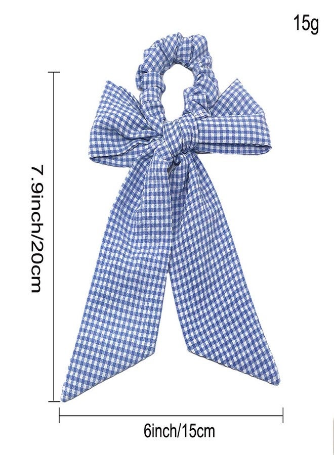 DINPREY 5Pcs Bow Hair Scrunchies, Polka Dot Scarf Hair Bow, Chiffon Bow Hair Bands Hair Scarves for Women Girls (5 Colors Pack E) - Image 2