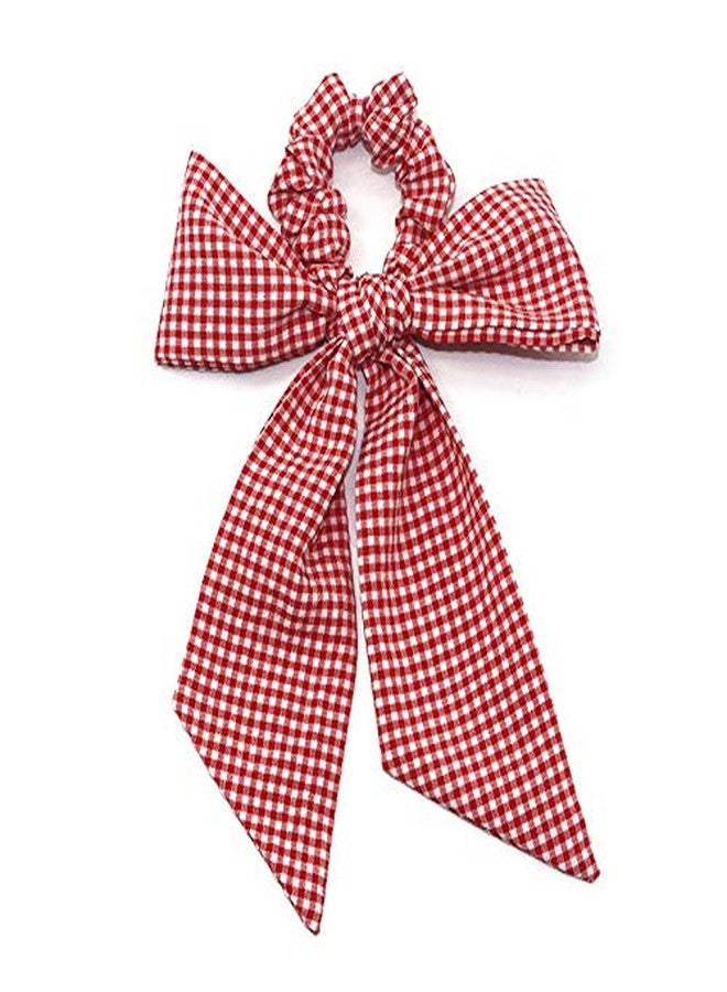 DINPREY 5Pcs Bow Hair Scrunchies, Polka Dot Scarf Hair Bow, Chiffon Bow Hair Bands Hair Scarves for Women Girls (5 Colors Pack E) - Image 5