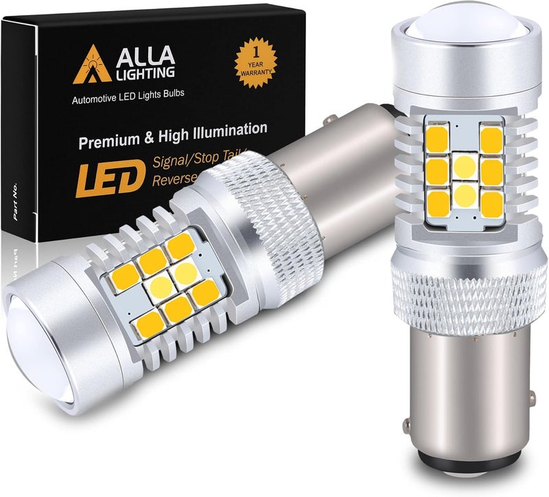 Alla Lighting BAY15D 1157 LED Switchback Bulb Turn Signal Lights - 6000K White/Amber Yellow Dual Color - Image 1