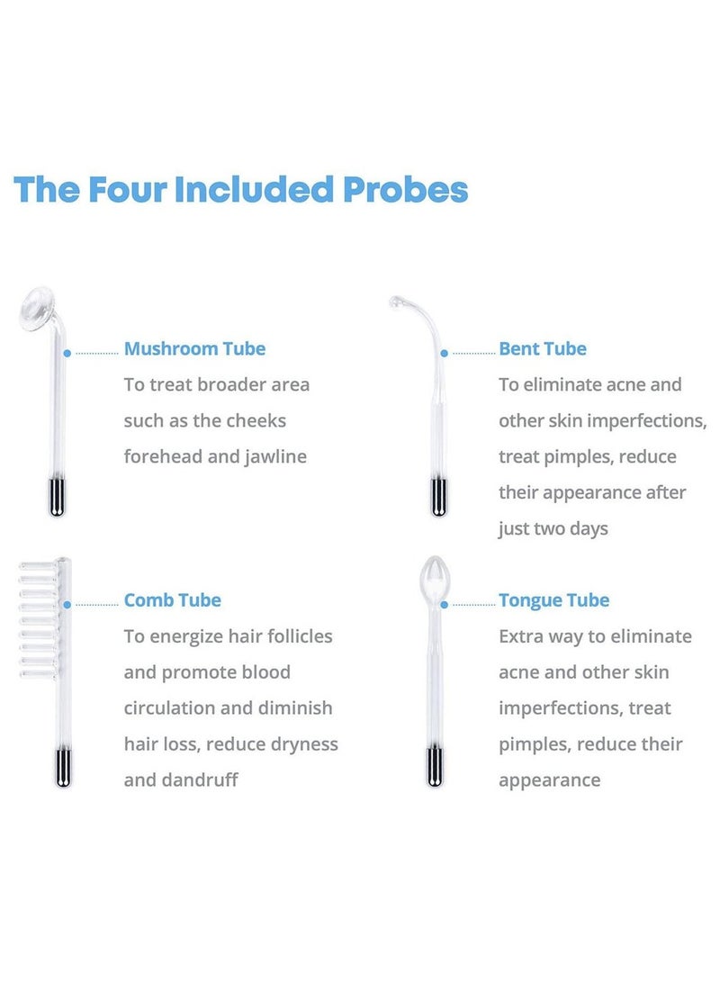 جهاز تجميل الوجه عالي التردد، عصا كهربائية 4 في 1، جهاز تجميل محمول عالي التردد للوجه والرقبة والشعر - Image 4