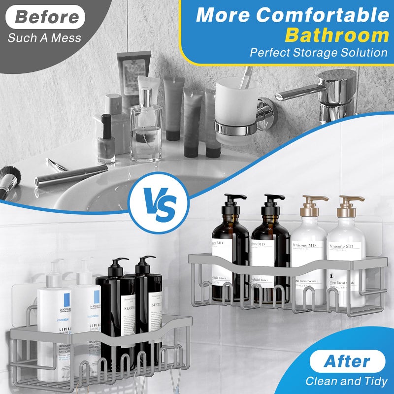 EUDELE Shower Caddy 5 Pack,Adhesive Shower Organizer for Bathroom Storage&Home Decor&Kitchen,No Drilling,Large Capacity,Rustproof Stainless Steel Bathroom Organizer,Shower Shelves for Inside Shower-Larger - Image 3